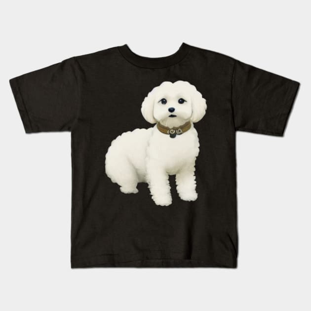 Cutie Maltipoo Puppy Fluffy Dog Maltese Poodle Lover Kids T-Shirt by Mochabonk